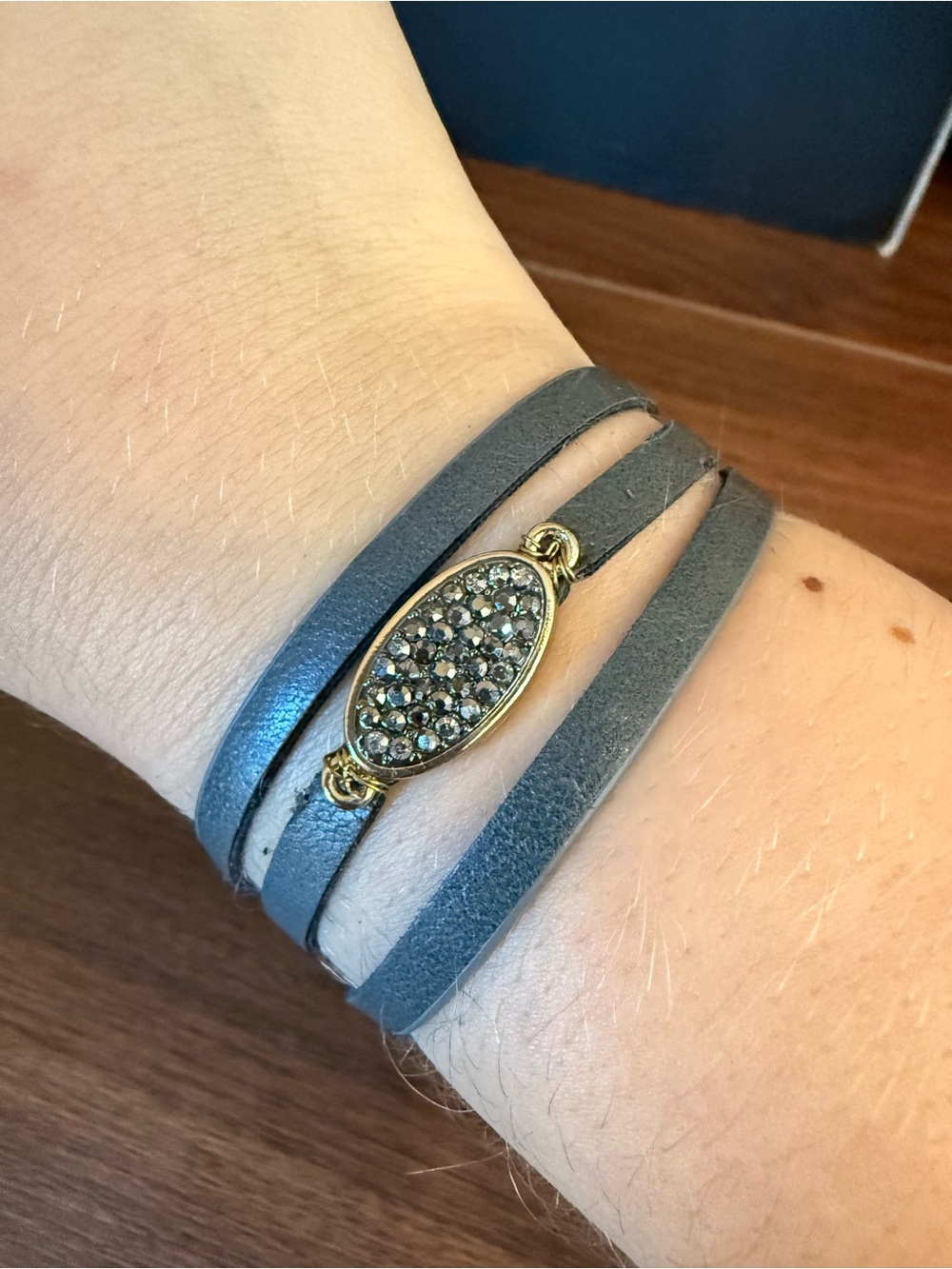 Brown Wrap Bracelet with Pavé Oval Accent -